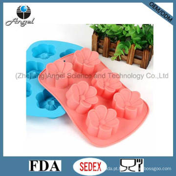 6 Flores Silicone Chocolate Molde Cube Bandeja Assadeira Sc34